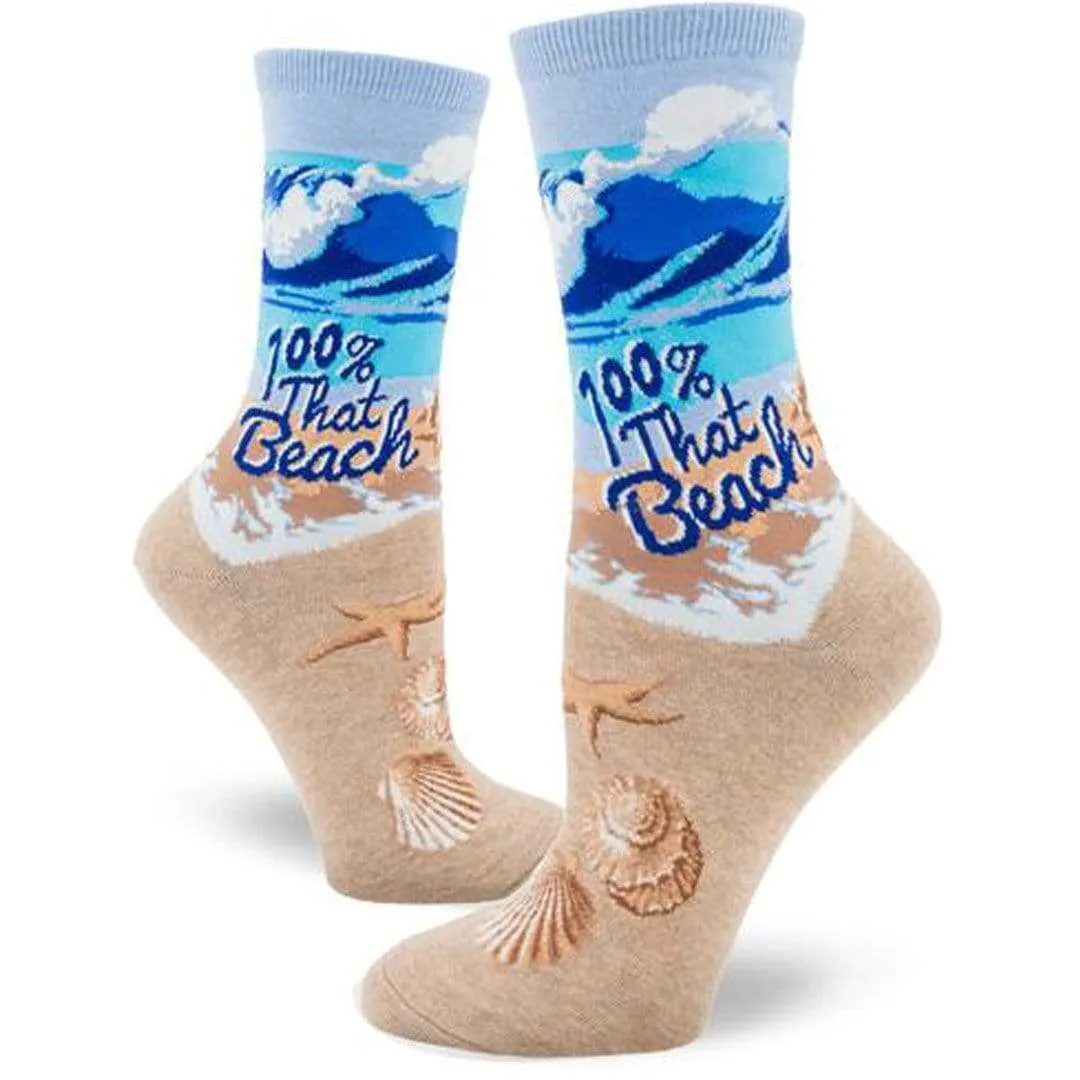100% That Beach Women's Crew Sock