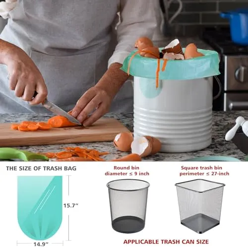 1.2 Gallon Small Trash Bags Garbage Bags, AYOTEE Mini Compostable Strong Bathroom Wastebasket Can Liners trash Bags for Home Office Kitchen fit 5L,5 Liter,1 Gal,Green