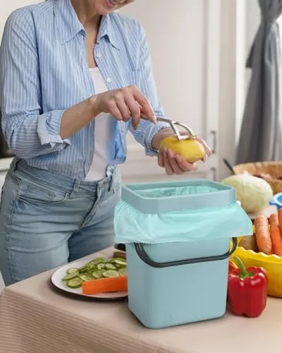 1.2 Gallon Small Trash Bags Garbage Bags, AYOTEE Mini Compostable Strong Bathroom Wastebasket Can Liners trash Bags for Home Office Kitchen fit 5L,5 Liter,1 Gal,Green