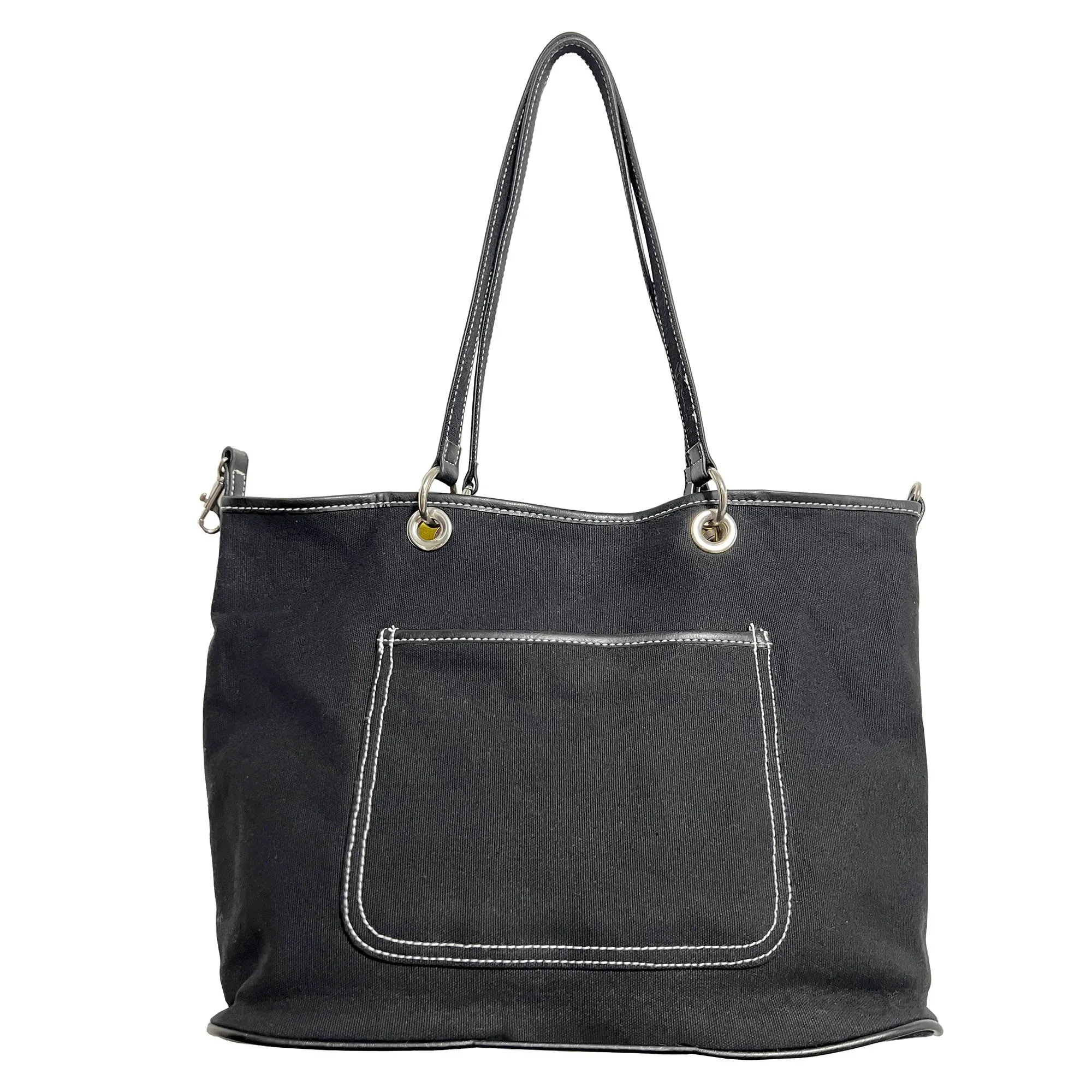 1970s Mod Multicolor Hippie Canvas Shoulder Bag - Reverses to Black Handbag 15 in.