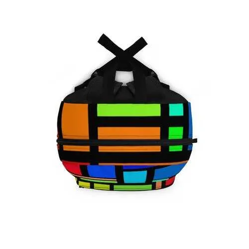 Backpacks, Multicolor Geometric Stripe Style Backpack Bag