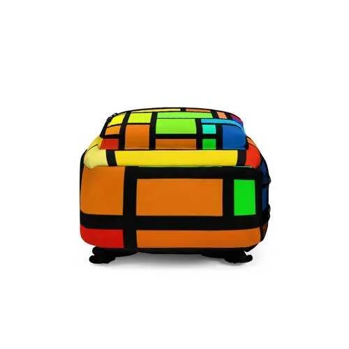 Backpacks, Multicolor Geometric Stripe Style Backpack Bag