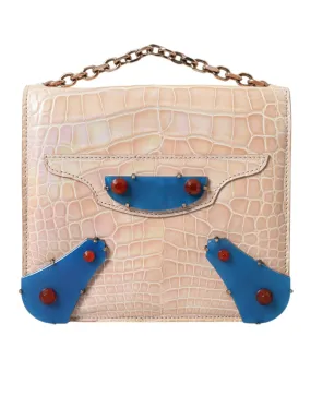 Balenciaga Chain Beige Evening Mini Clutch