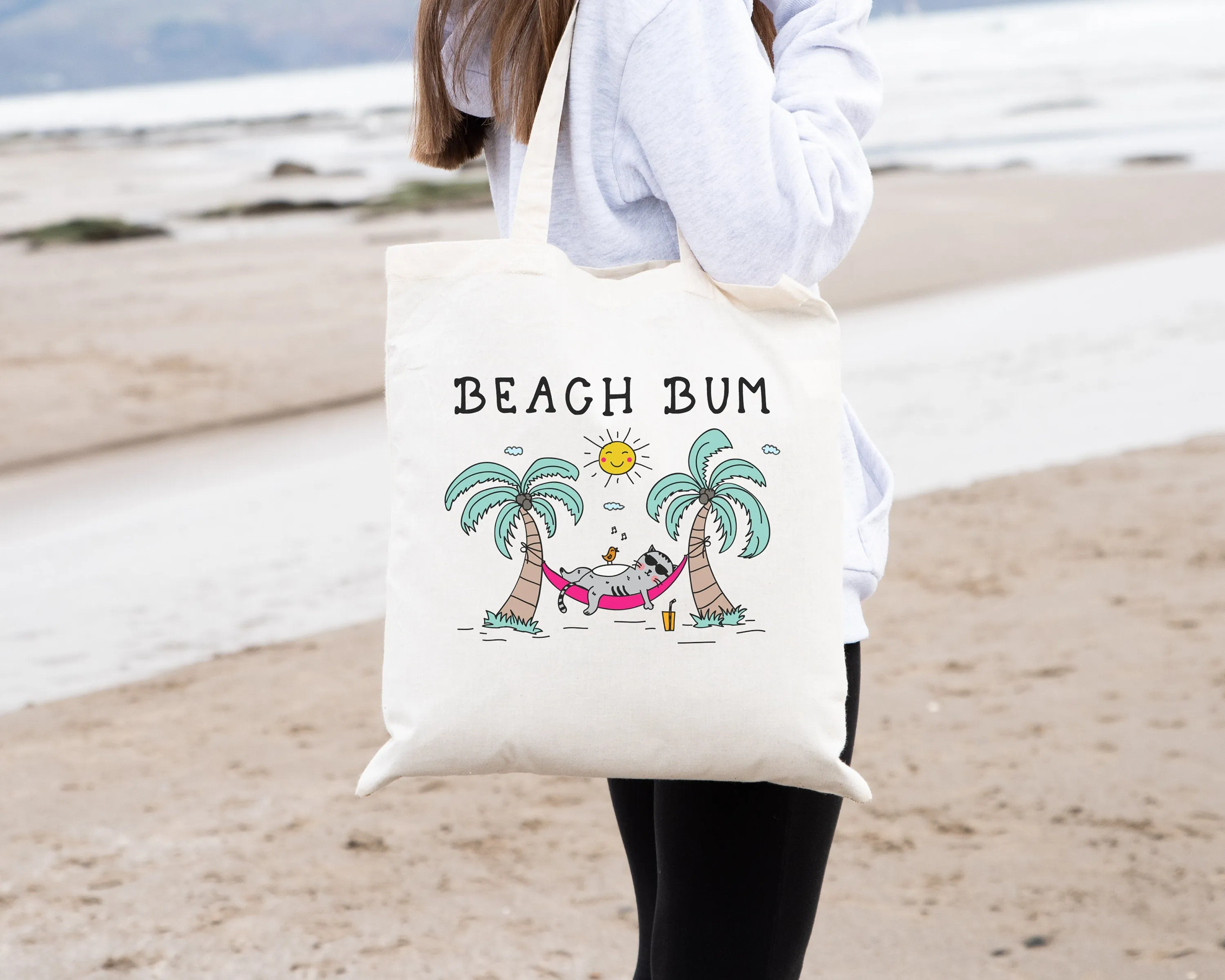 Beach Bum Cat Tote Bag