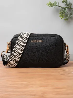 Berrylush Women Solid Black Synthetic Leather Detachable Strap Embellished Regular Sling Bag