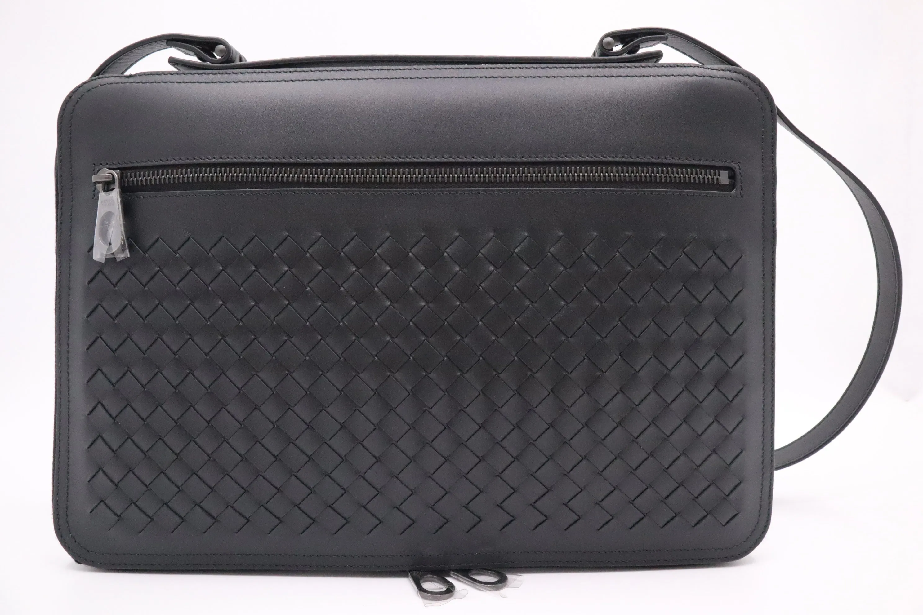 Bottega Veneta Document Bag in Black Intrecciato Leather