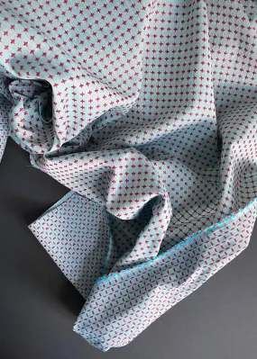 Cheerful Cross Sashiko Cotton Dobby Canvas, Red   Teal