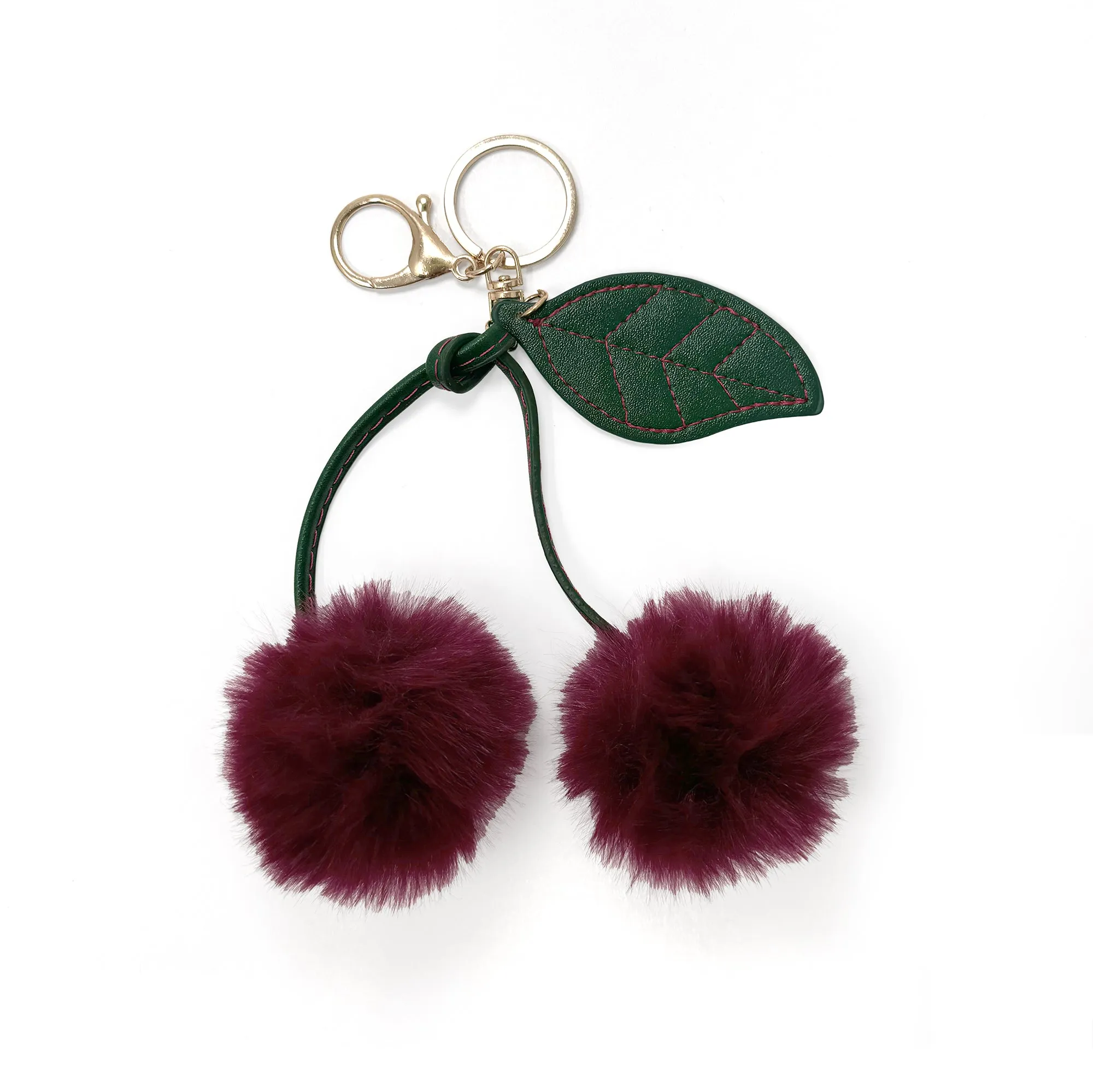 Cherries Pom-Pom Keychain – Fun & Whimsical Bag Charm