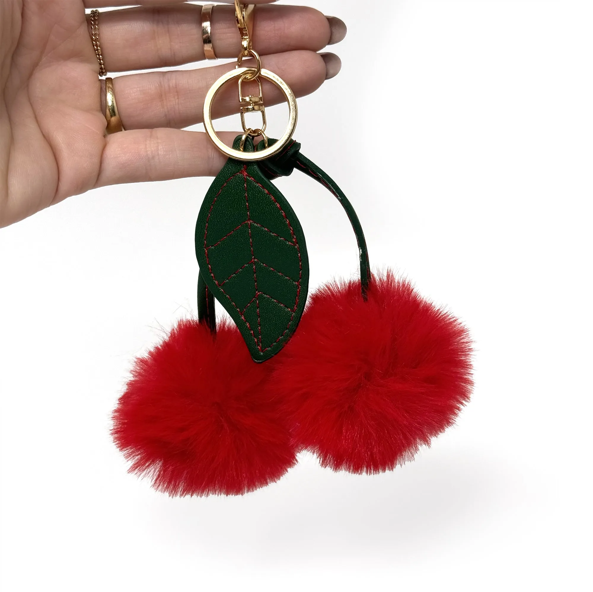 Cherries Pom-Pom Keychain – Fun & Whimsical Bag Charm