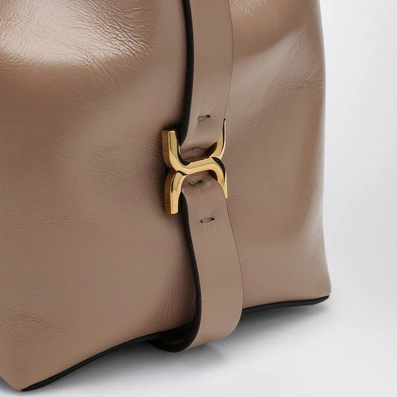 Chloé Marcie Bucket Bag In Deep Beige Leather Women