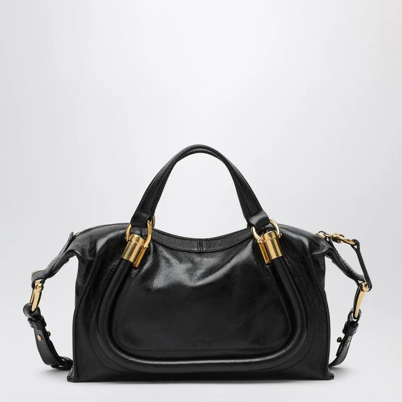 Chloé Small Paraty 24 Bag In Shiny Black Leather Women