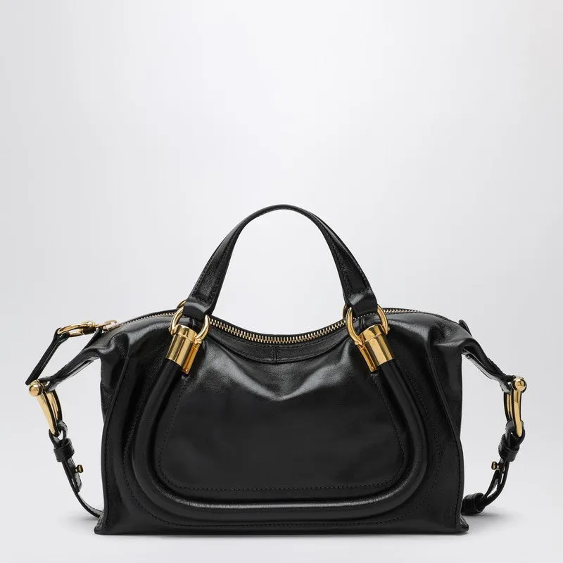 Chloé Small Paraty 24 Bag In Shiny Black Leather Women