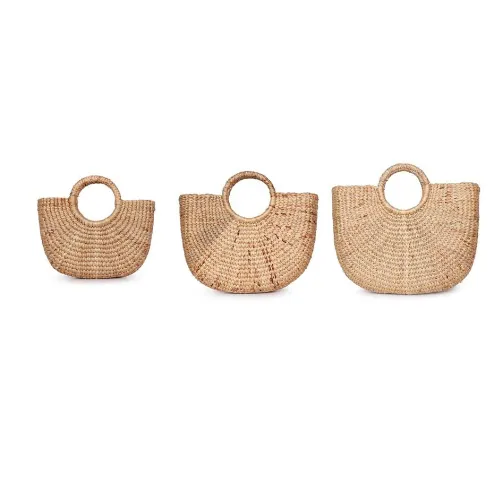 Classic Half Moon Basket Bag made from sustainable Water hyacinth