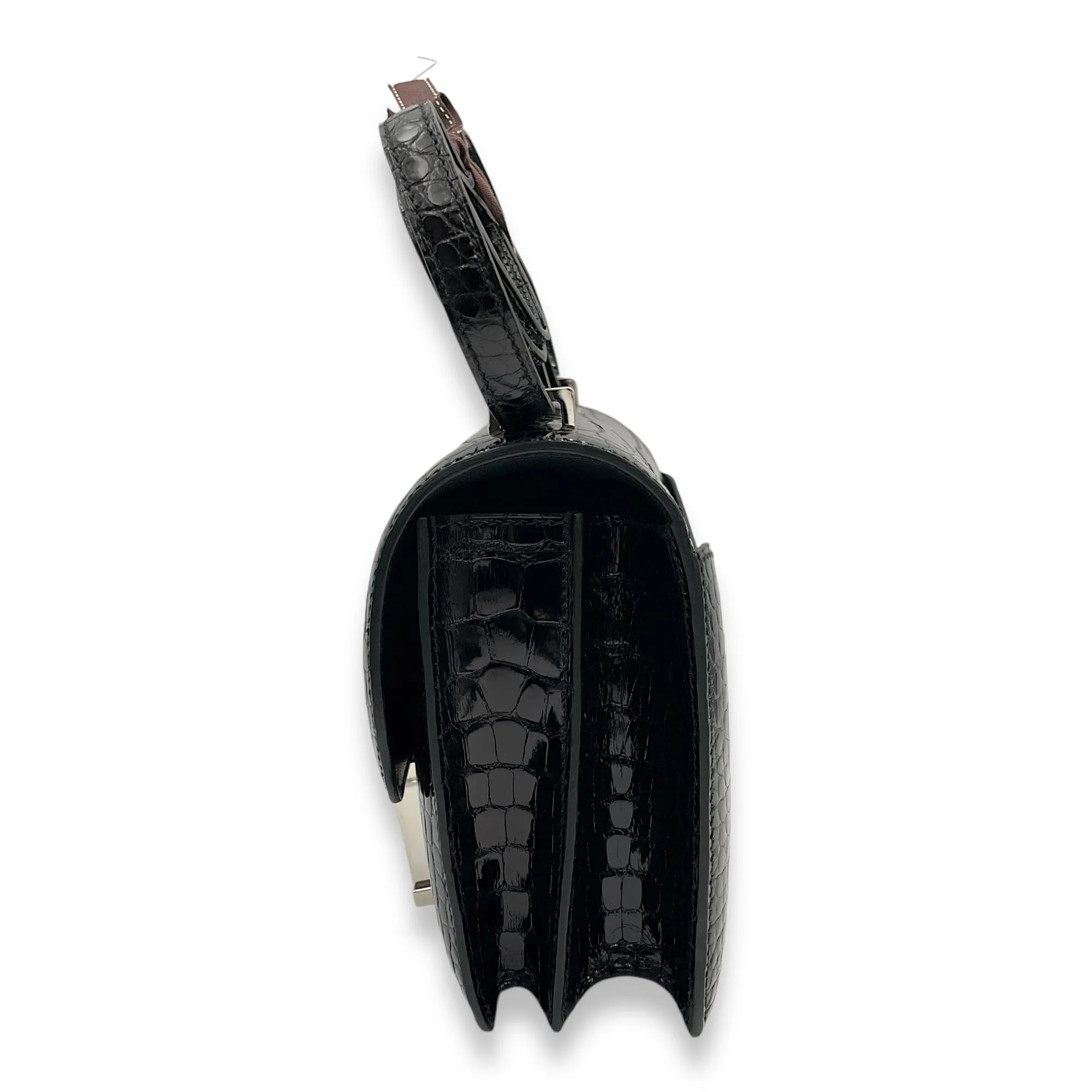 Constance 18 Black in Shiny Alligator, Oeil De Fer Palladium hardware