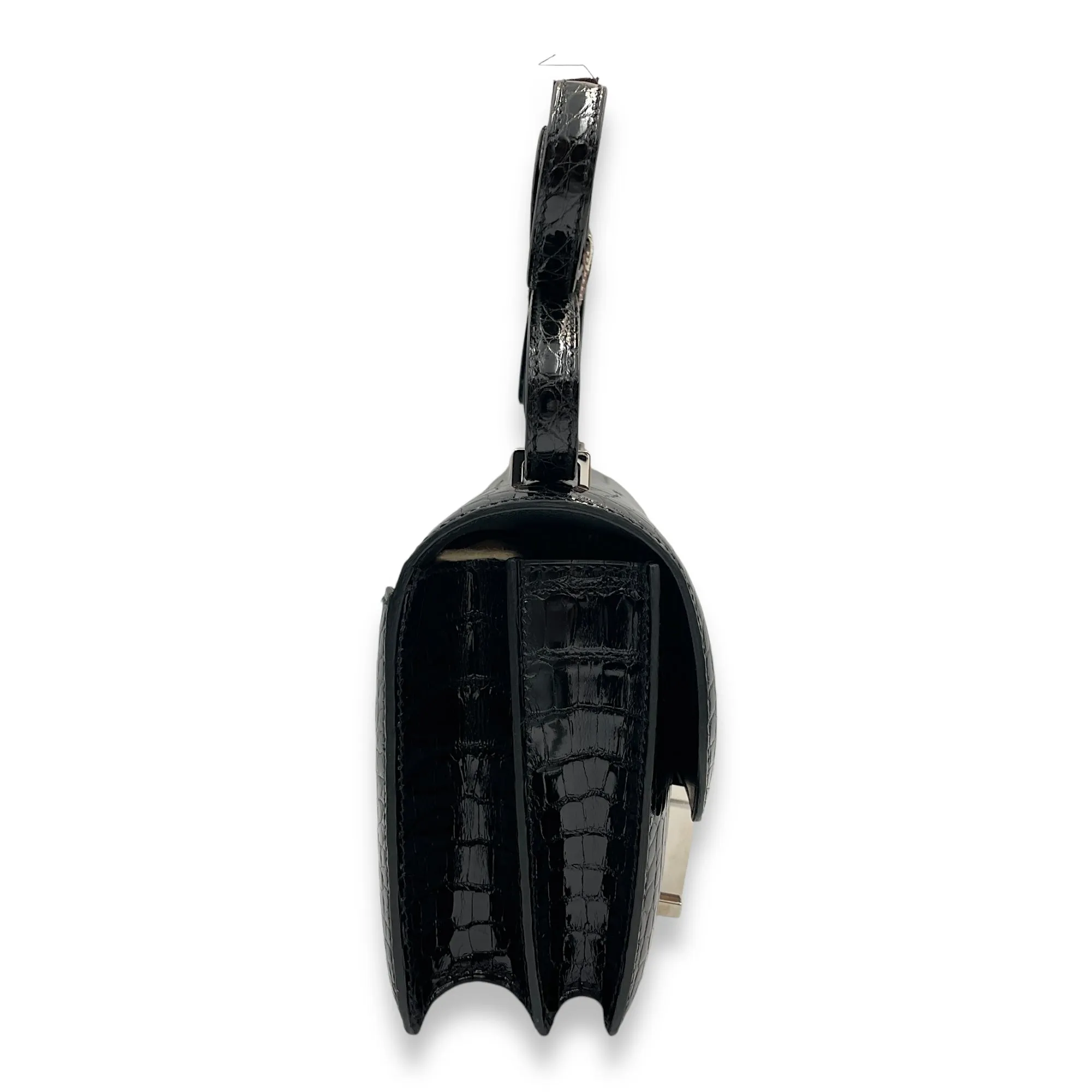 Constance 18 Black in Shiny Alligator, Oeil De Fer Palladium hardware