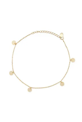 Delicate 14K Gold Coin Anklet