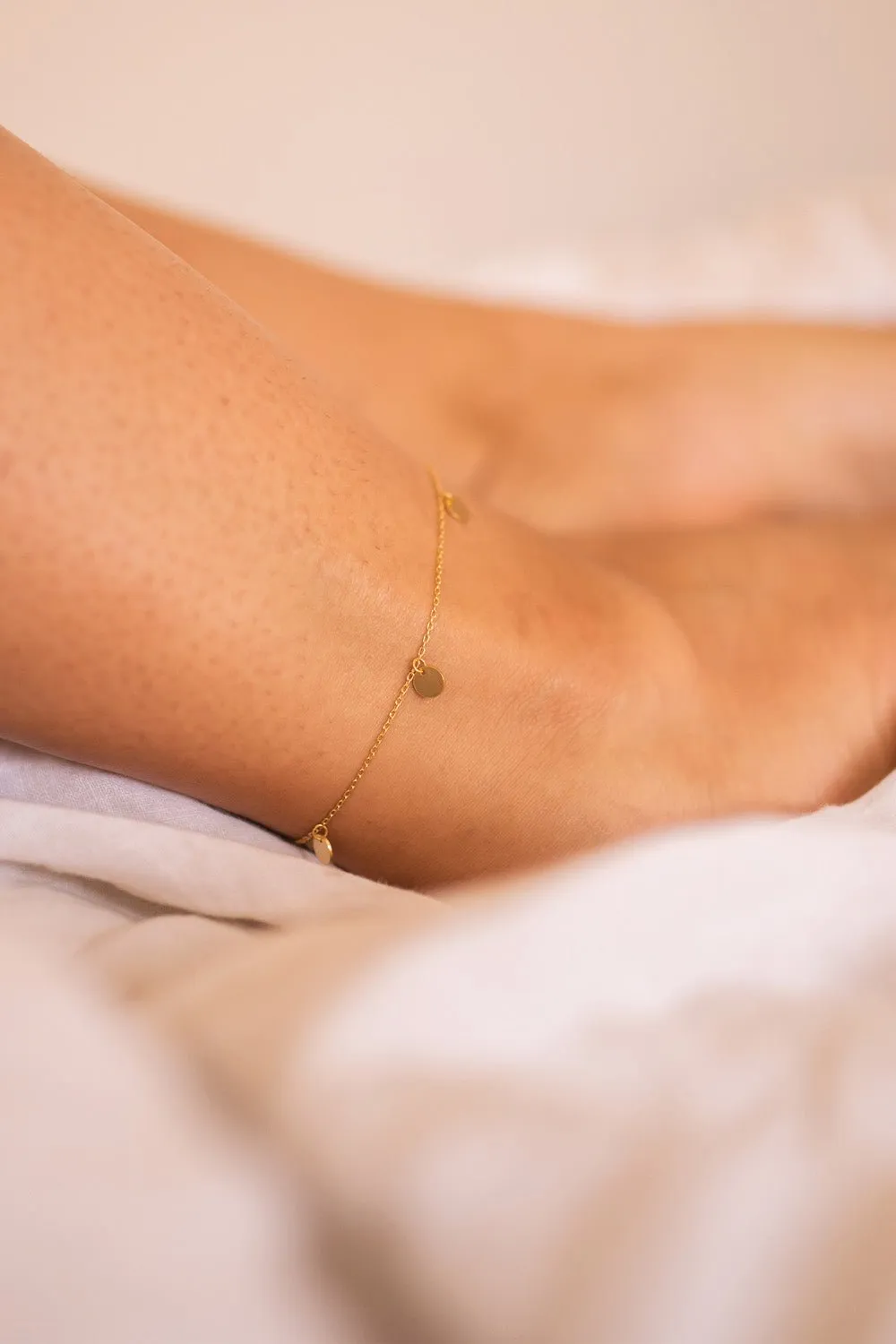 Delicate 14K Gold Coin Anklet