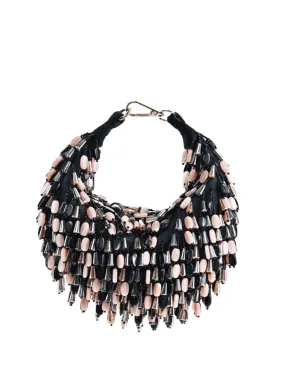 Elly Black Suede Embellished Hobo Bag