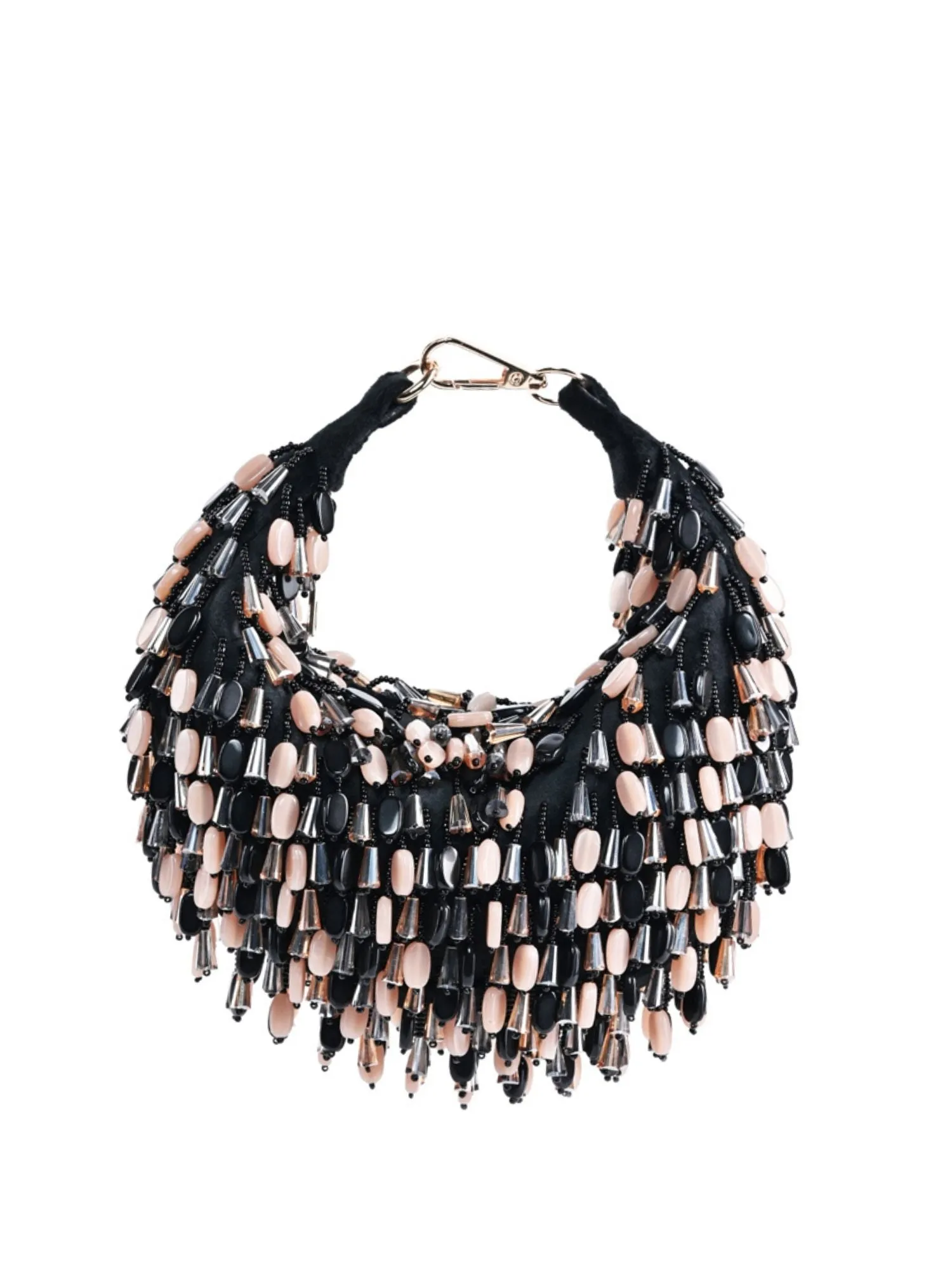 Elly Black Suede Embellished Hobo Bag