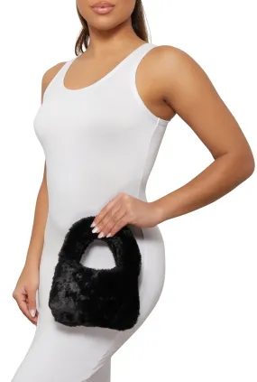 Faux Fur Mini Clutch Crossbody Bag