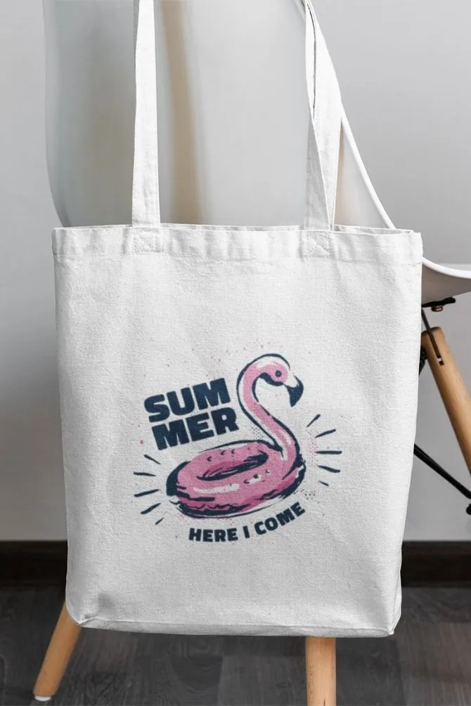 Flamingo Summer Zipper Tote Bag
