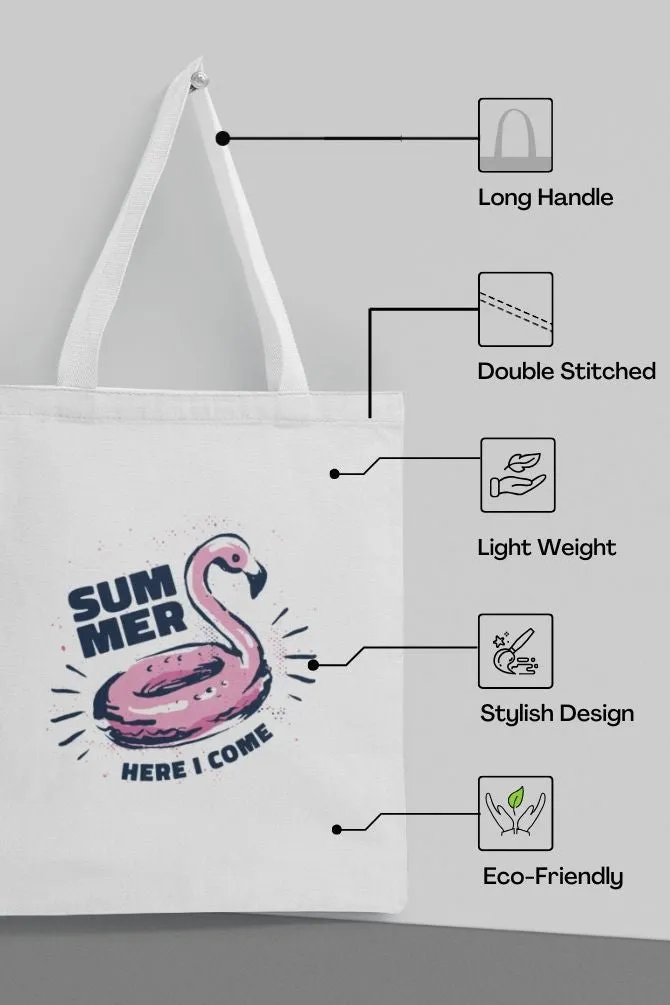 Flamingo Summer Zipper Tote Bag