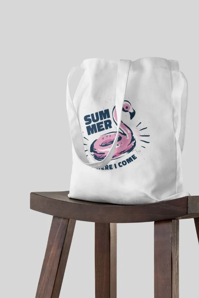 Flamingo Summer Zipper Tote Bag