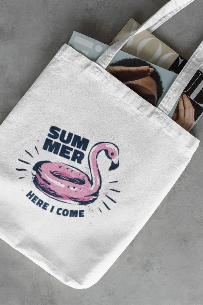 Flamingo Summer Zipper Tote Bag