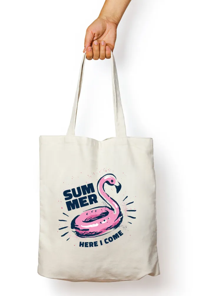 Flamingo Summer Zipper Tote Bag