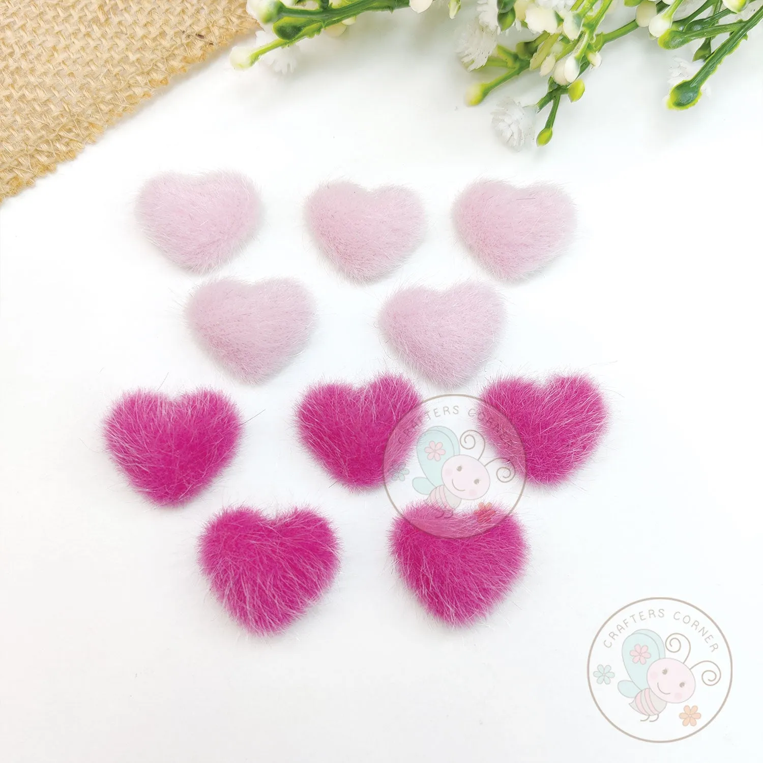 Flat Back Mini Velvet Fur Hearts