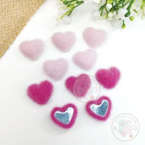 Flat Back Mini Velvet Fur Hearts