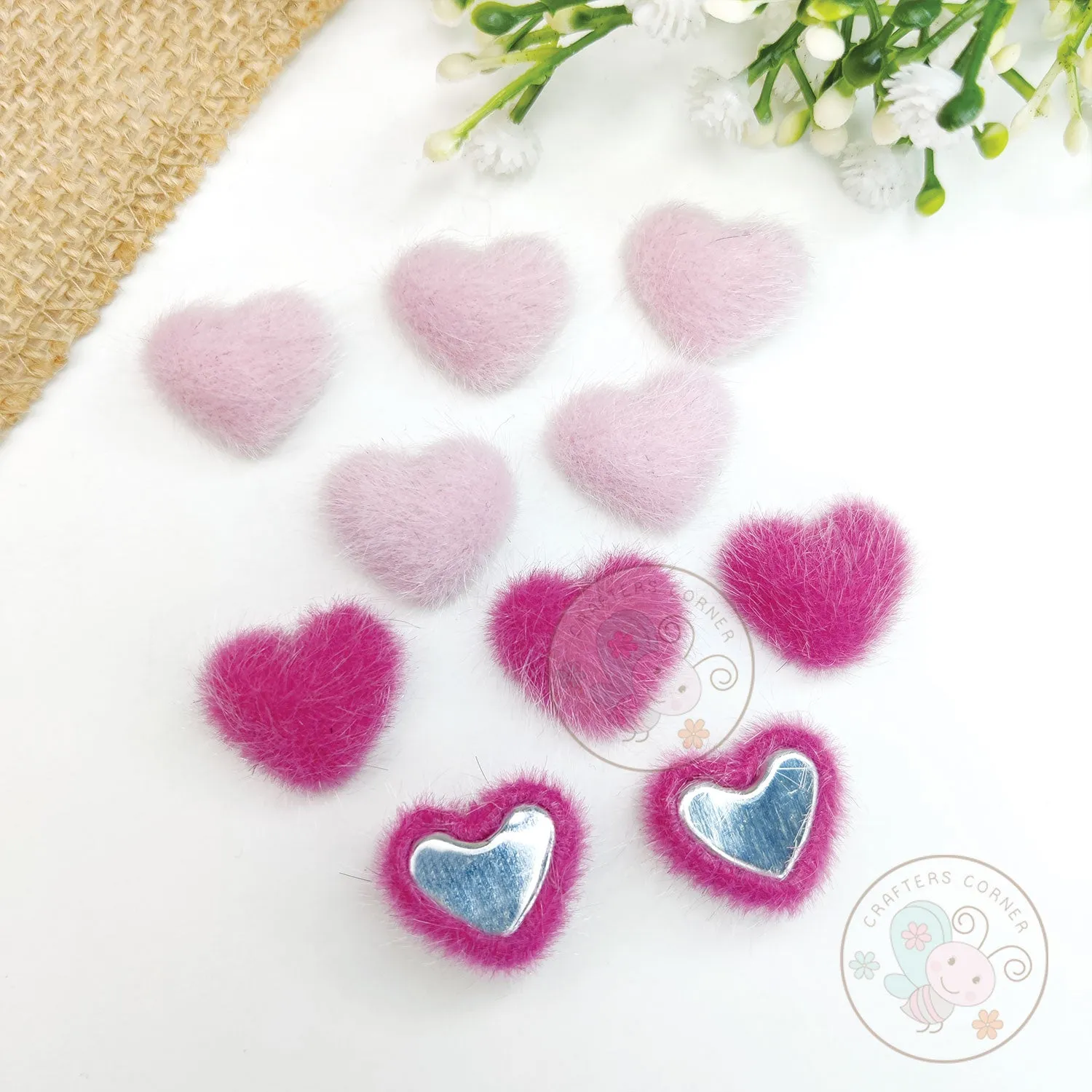 Flat Back Mini Velvet Fur Hearts