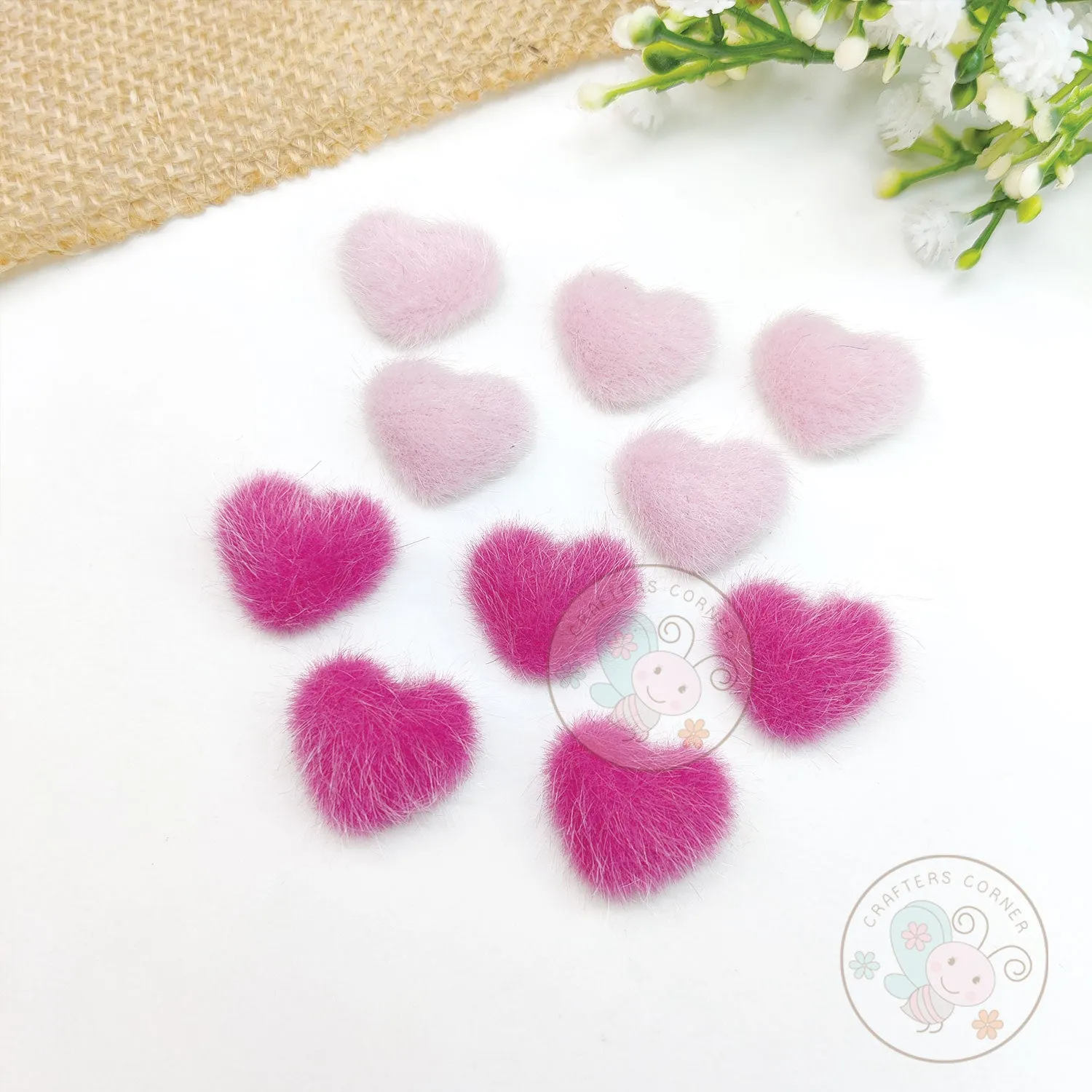 Flat Back Mini Velvet Fur Hearts