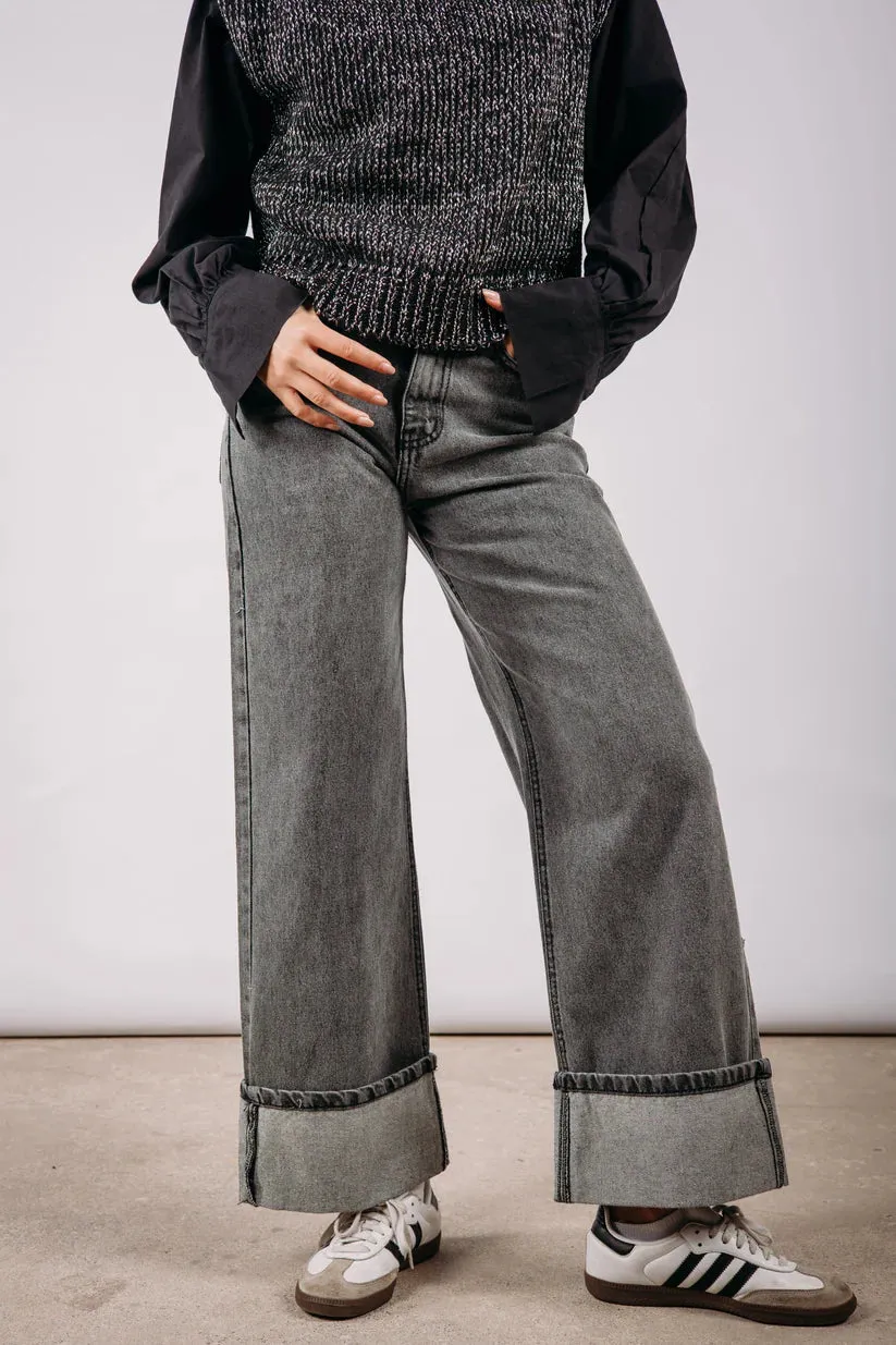 Fold Up Denim Pants - Amalia