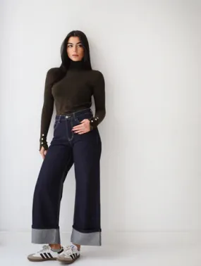 Fold Up Denim Pants - Amalia