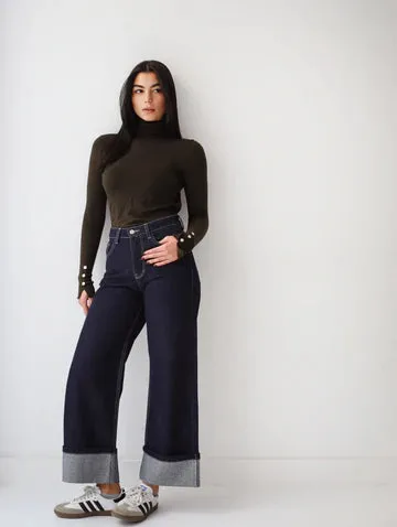 Fold Up Denim Pants - Amalia