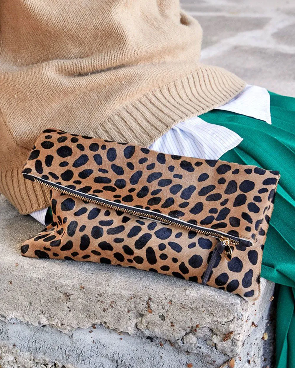Foldover Clutch in Leopard