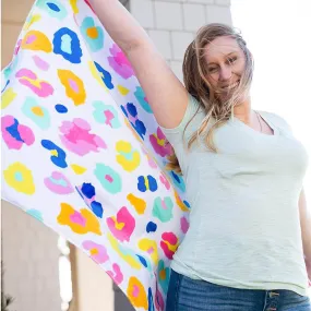 Fun Rainbow Leopard Print Towel