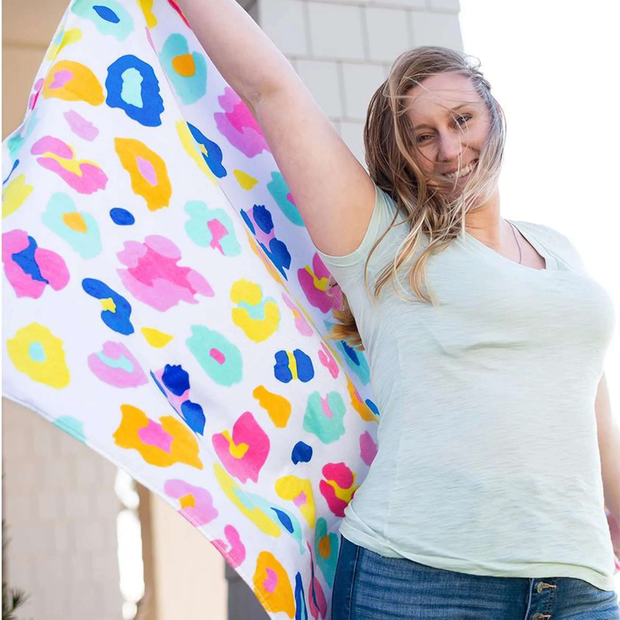 Fun Rainbow Leopard Print Towel