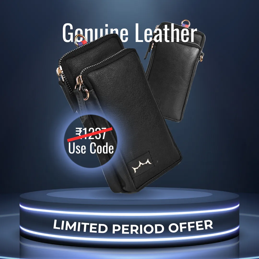 Genuine Leather Mobile Sling - Black