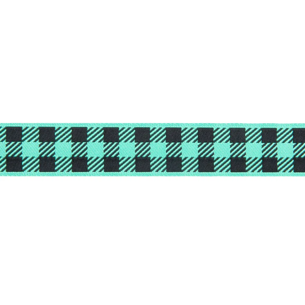 Gingham Mint and Black-7/8"-by the yard