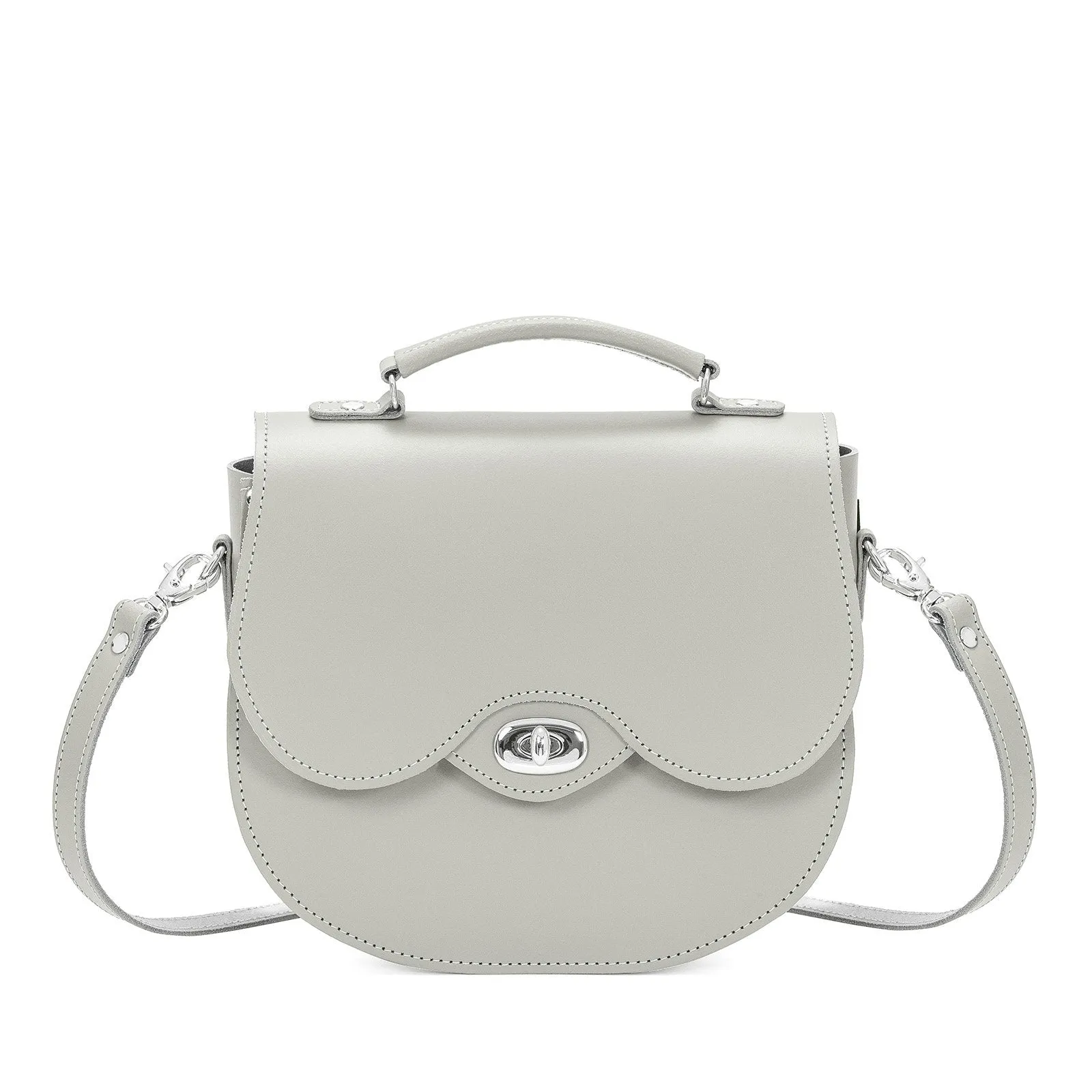 Handmade Leather Twist Lock Saddle Bag - Ghost