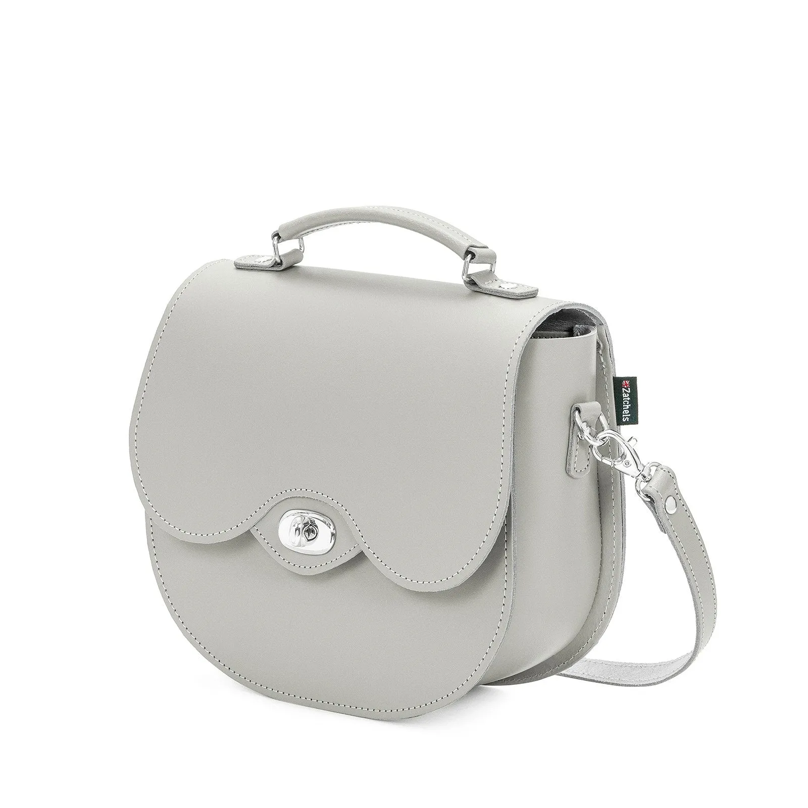 Handmade Leather Twist Lock Saddle Bag - Ghost