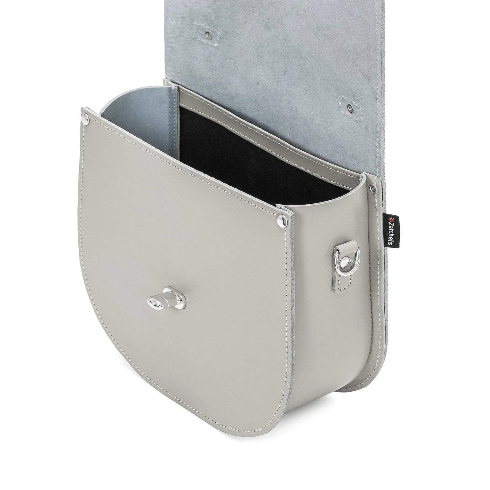 Handmade Leather Twist Lock Saddle Bag - Ghost