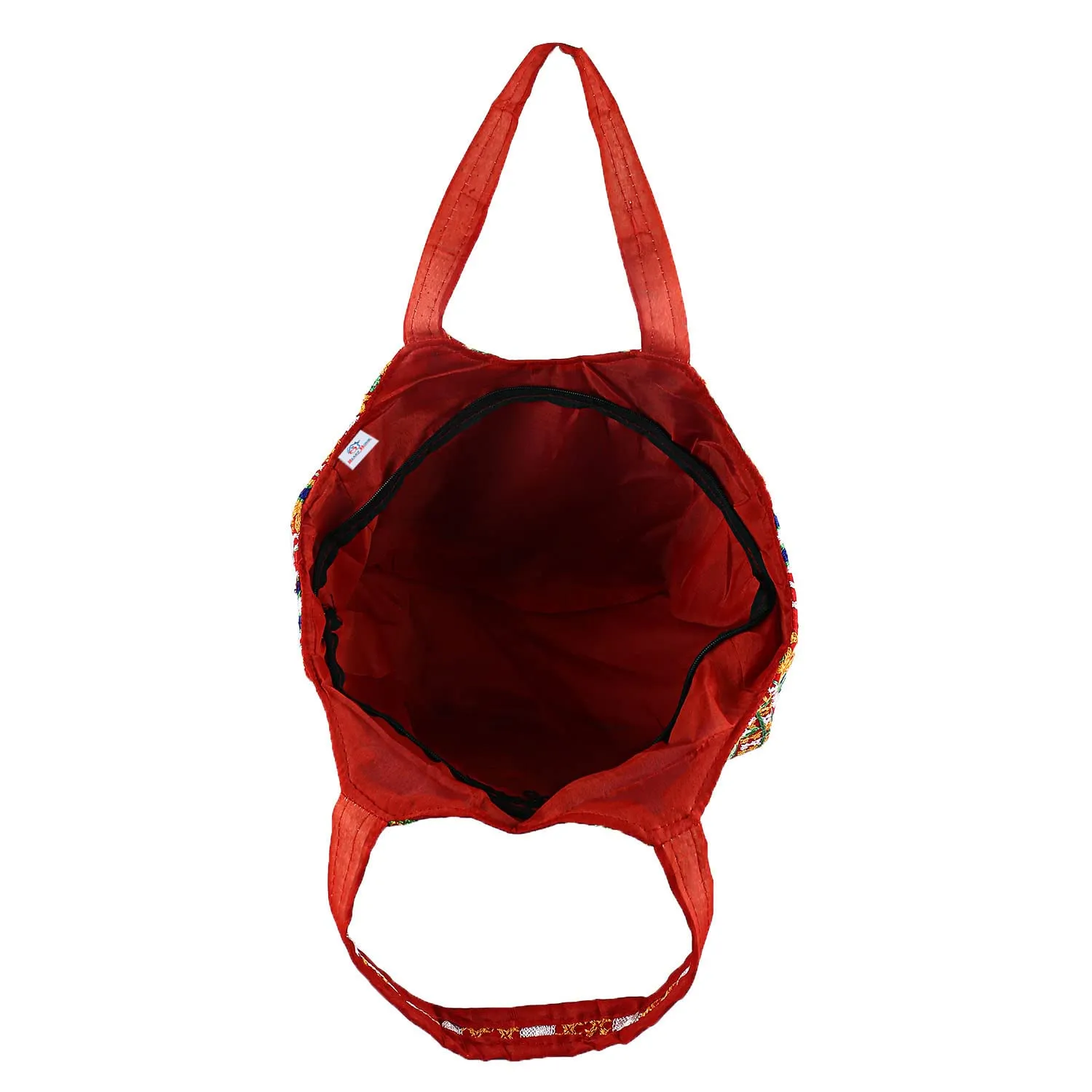 Heart Home Multiuses Velvet Floral Design Hand Bag/Tote Bag For Daily Trips, Travel, Office (Red) 52HH3990