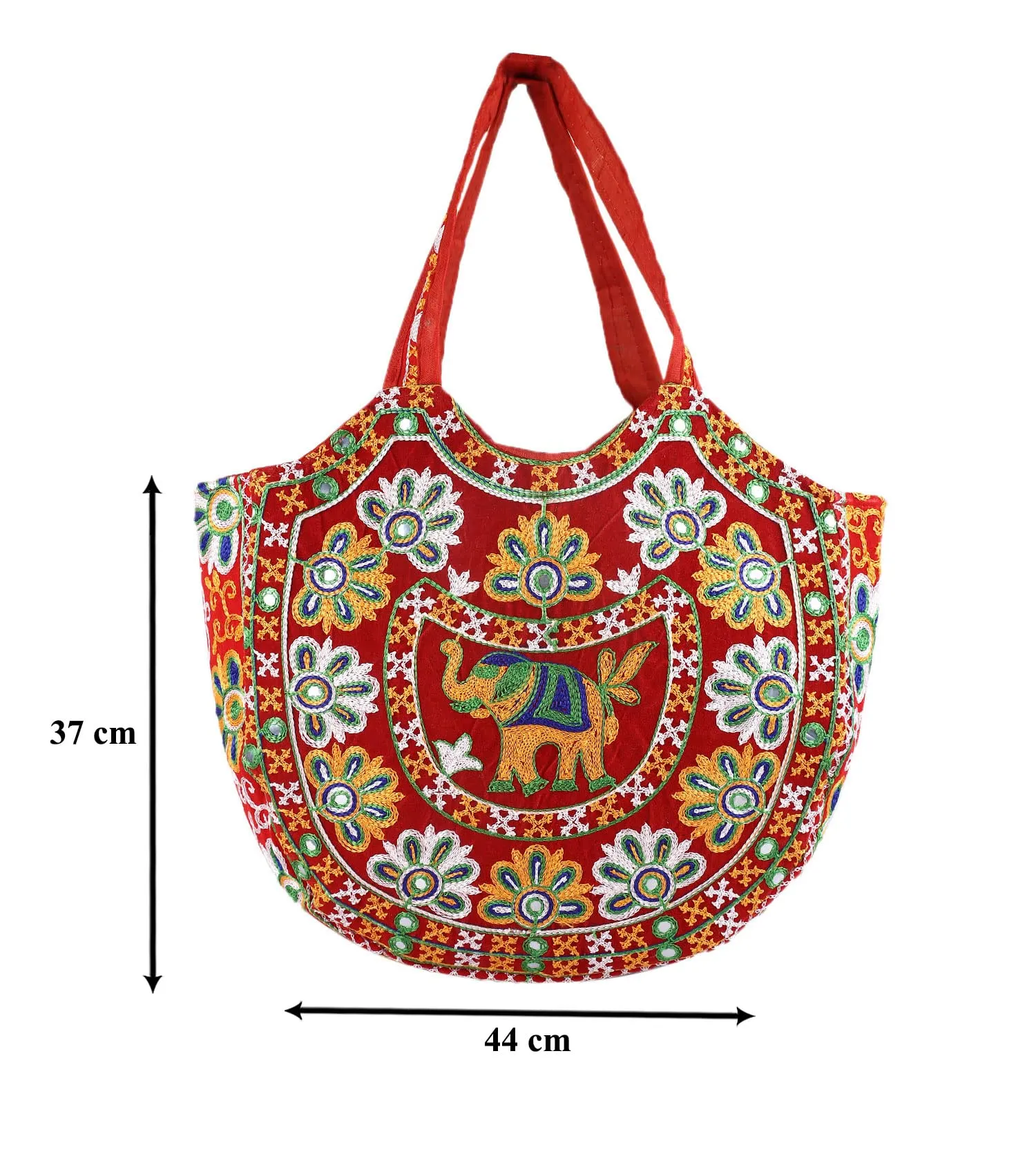 Heart Home Multiuses Velvet Floral Design Hand Bag/Tote Bag For Daily Trips, Travel, Office (Red) 52HH3990