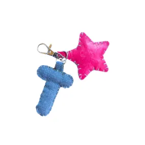 Ice Blue Denim Letter Dangler