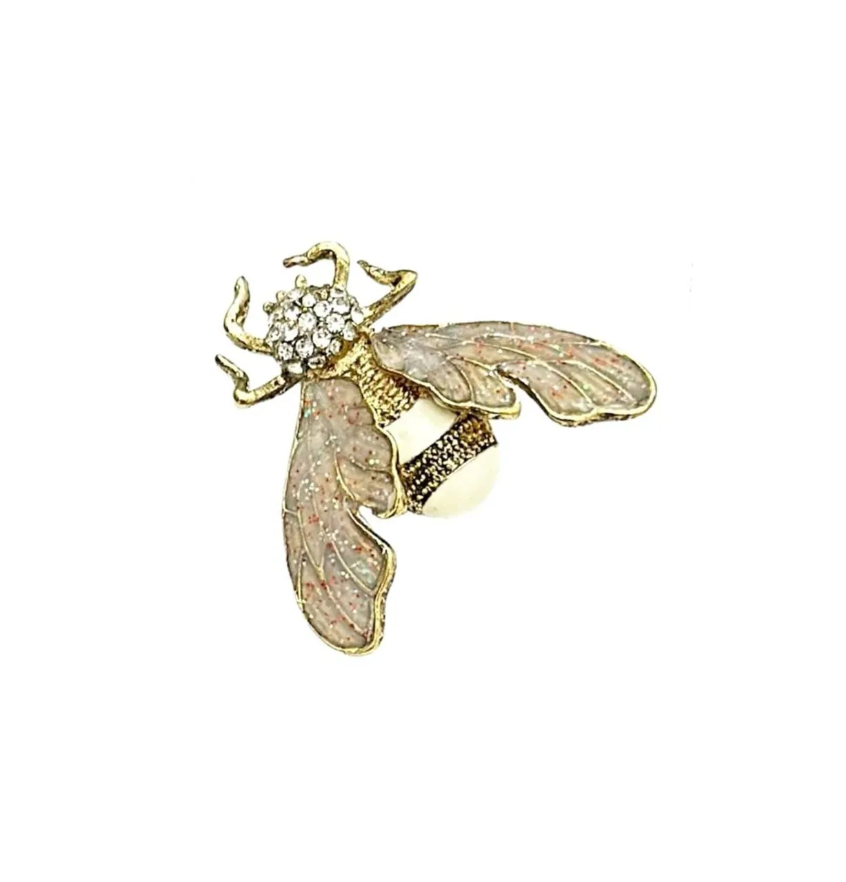 Ivory Color Bee Shaped Metal Brooch