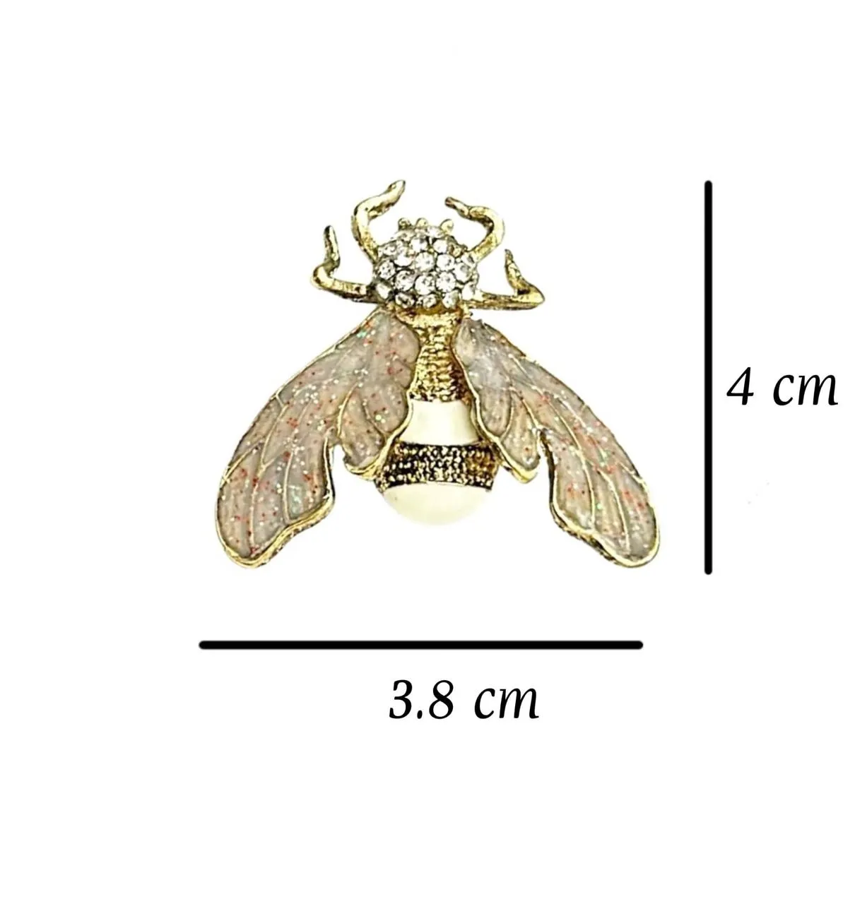 Ivory Color Bee Shaped Metal Brooch