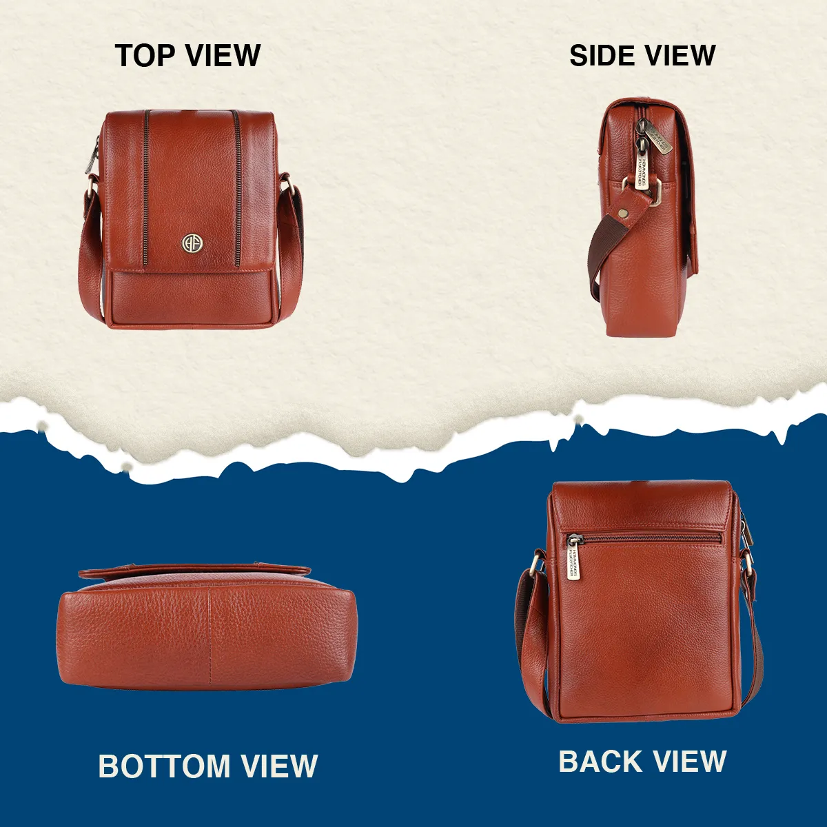 Leather Slingbag For Men - Adjustable Strap - 1 Year Warranty